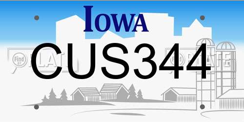 CUS344 Iowa License Plate