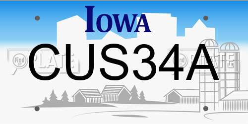 CUS34A Iowa License Plate