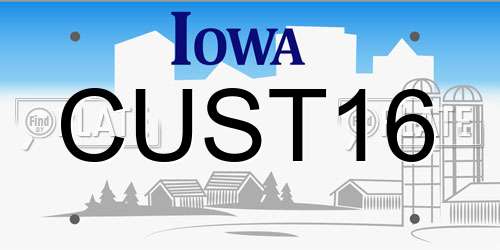CUST16 Iowa License Plate