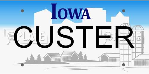 CUSTER Iowa License Plate