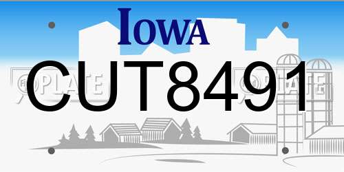 CUT8491 Iowa License Plate