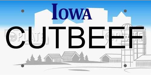 CUTBEEF Iowa License Plate