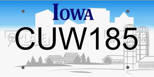 CUW185 Iowa License Plate