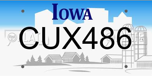 CUX486 Iowa License Plate
