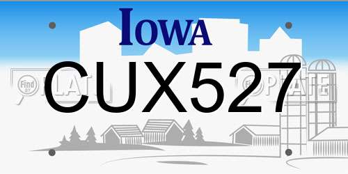 CUX527 Iowa License Plate