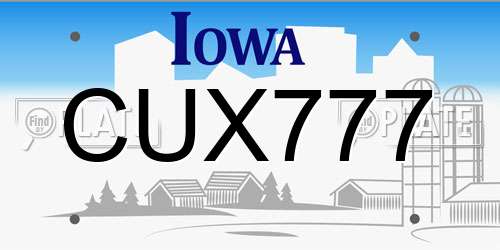 CUX777 Iowa License Plate
