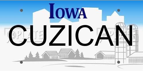 CUZICAN Iowa License Plate