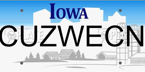 CUZWECN Iowa License Plate