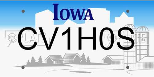 CV1H0S Iowa License Plate