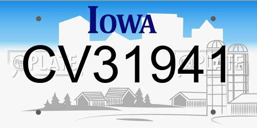 CV31941 Iowa License Plate