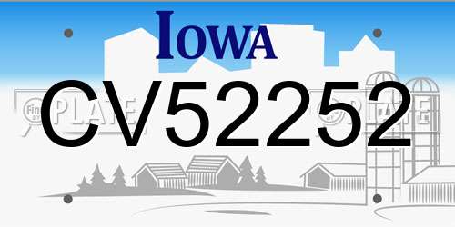 CV52252 Iowa License Plate