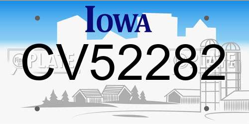 CV52282 Iowa License Plate
