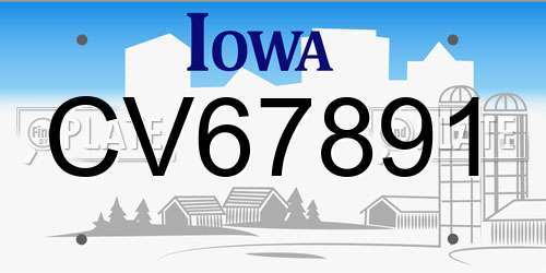 CV67891 Iowa License Plate