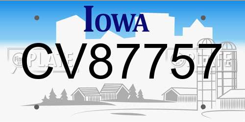 CV87757 Iowa License Plate