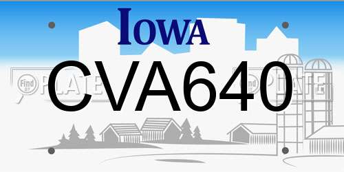 CVA640 Iowa License Plate