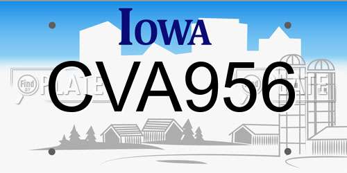 CVA956 Iowa License Plate