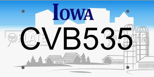 CVB535 Iowa License Plate