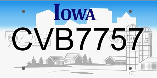 CVB7757 Iowa License Plate