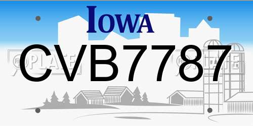 CVB7787 Iowa License Plate