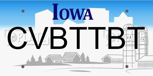 CVBTTBT Iowa License Plate