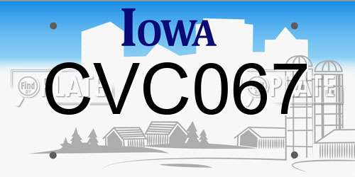 CVC067 Iowa License Plate
