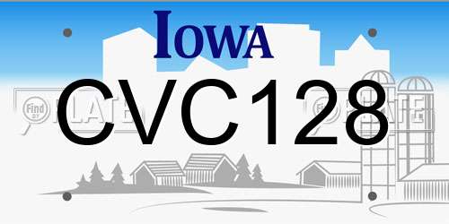 CVC128 Iowa License Plate
