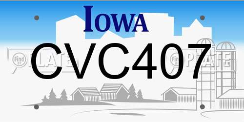 CVC407 Iowa License Plate