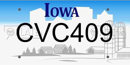 CVC409 Iowa License Plate