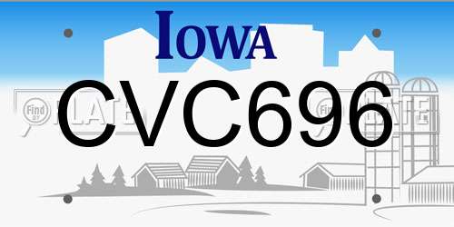 CVC696 Iowa License Plate