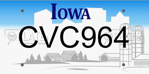 CVC964 Iowa License Plate