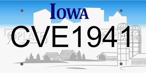 CVE1941 Iowa License Plate