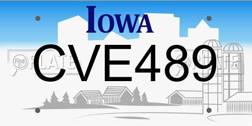 CVE489 Iowa License Plate