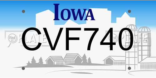 CVF740 Iowa License Plate