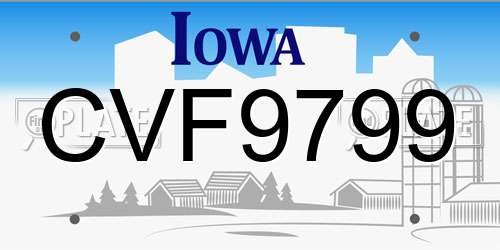 CVF9799 Iowa License Plate