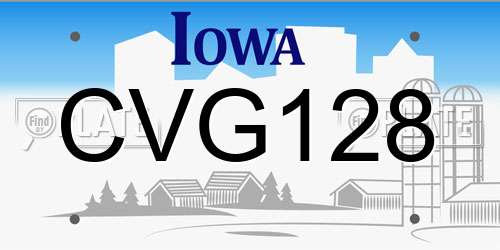 CVG128 Iowa License Plate