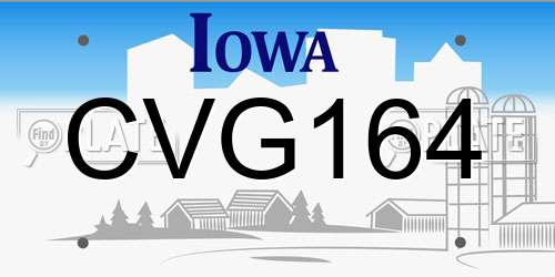 CVG164 Iowa License Plate