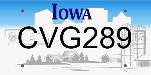 CVG289 Iowa License Plate