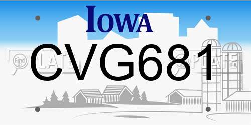 CVG681 Iowa License Plate