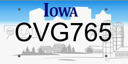 CVG765 Iowa License Plate