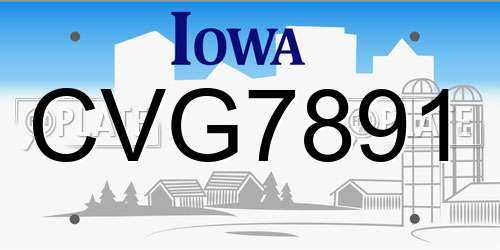 CVG7891 Iowa License Plate