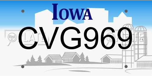 CVG969 Iowa License Plate