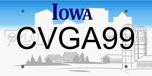 CVGA99 Iowa License Plate