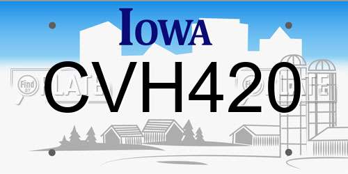 CVH420 Iowa License Plate