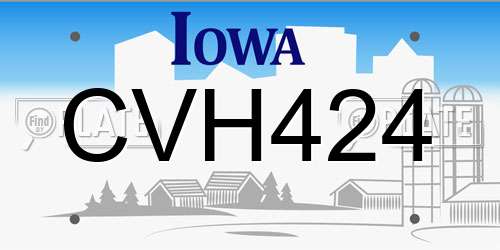 CVH424 Iowa License Plate