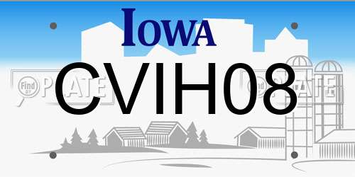 CVIH08 Iowa License Plate