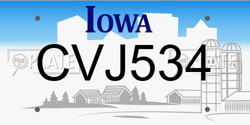 CVJ534 Iowa License Plate