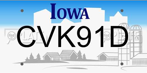 CVK91D Iowa License Plate
