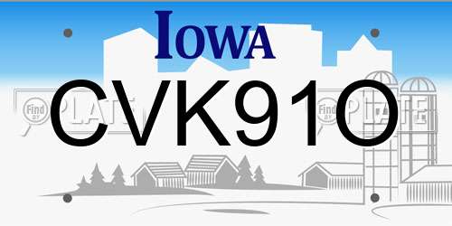 CVK91O Iowa License Plate