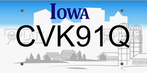 CVK91Q Iowa License Plate