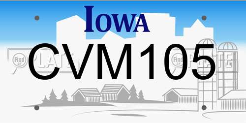 CVM105 Iowa License Plate
